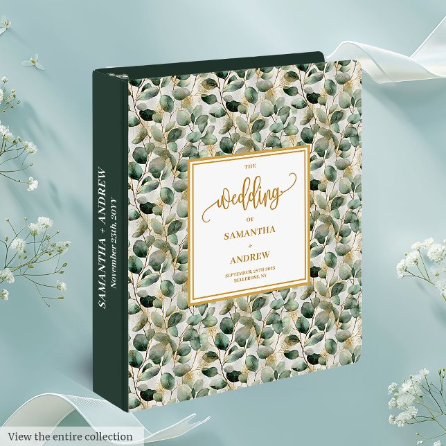 Sage Green Gold Eucalyptus Wedding 3 Ring Binder (Sage Green Gold Eucalyptus Wedding 3 Ring Binder)