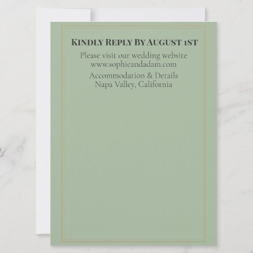 Sage Green Gold Foil Art Deco Double Arch Wedding Invitation