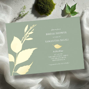 Sage Green Gold Foil Bridal Shower Invitations
