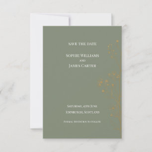 Sage Green Gold Foil Confetti Luxury Wedding Save The Date