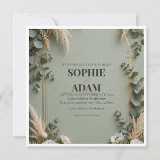 Sage Green Gold Foil Double Arch Save The Date