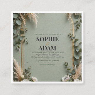 Sage Green Gold Foil Double Arch Wedding Enclosure Card