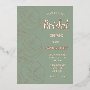 Sage Green Gold Foil Floral Elegant Bridal Shower Invitation