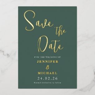 Sage Green Gold Foil Wedding Save The Date Foil Invitation