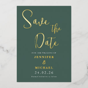 Sage Green Gold Foil Wedding Save The Date Invitation