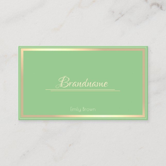 Sage Green Gold Frame Custom your Services Beauty Business Card (Front)
