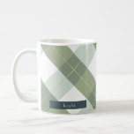 Sage Green & Gold Gingham Plaid Coffee Mug<br><div class="desc">This classic and cute photo mug features a white background with gingham check/plaid patterns in sage green and faux glitter gold. Personalize it for your needs. You can find matching products at my store.</div>