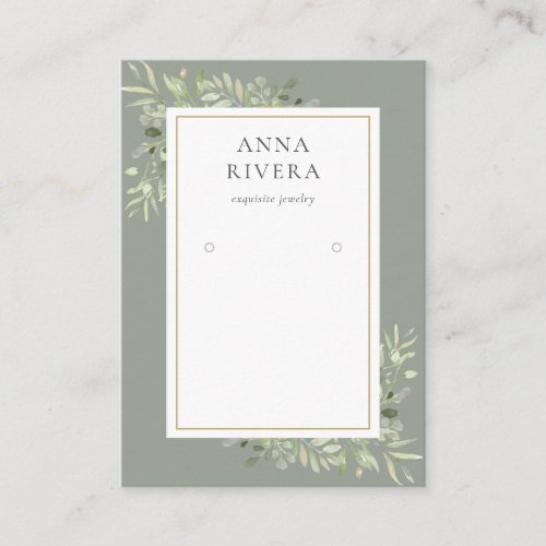 Sage Green Gold Greenery Earring Display Card