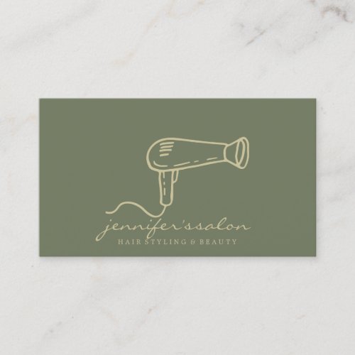 Sage Green Gold Hair Dresser Salon Stylist Business Card