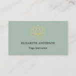 Sage green gold lutus flower Yoga Instructor Business Card