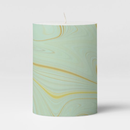 Sage Green Gold Marble Pillar Candle