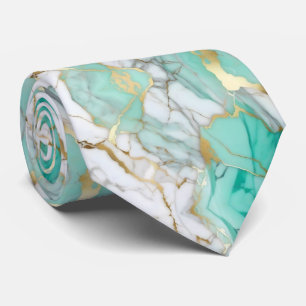 Sage Green Gold Marble Stone Elegant  Neck Tie
