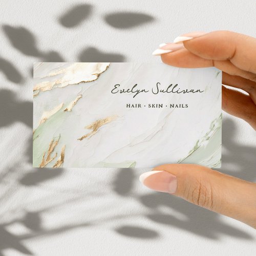 sage green gold paint business card
