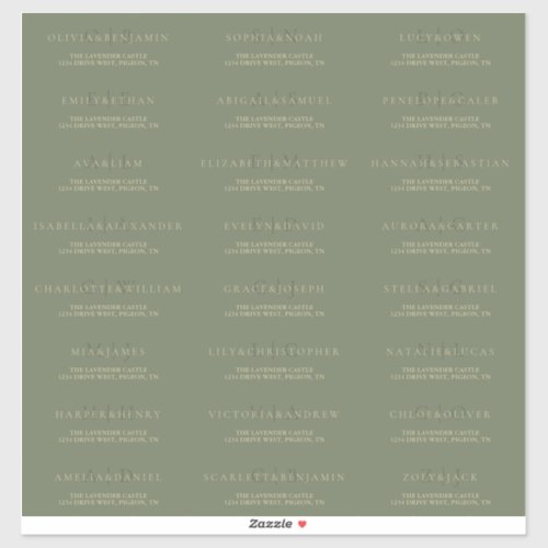 Sage Green Gold Simple Formal Wedding Address Sticker