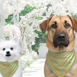Sage green gold striped dog wedding bandana pet bandana collar