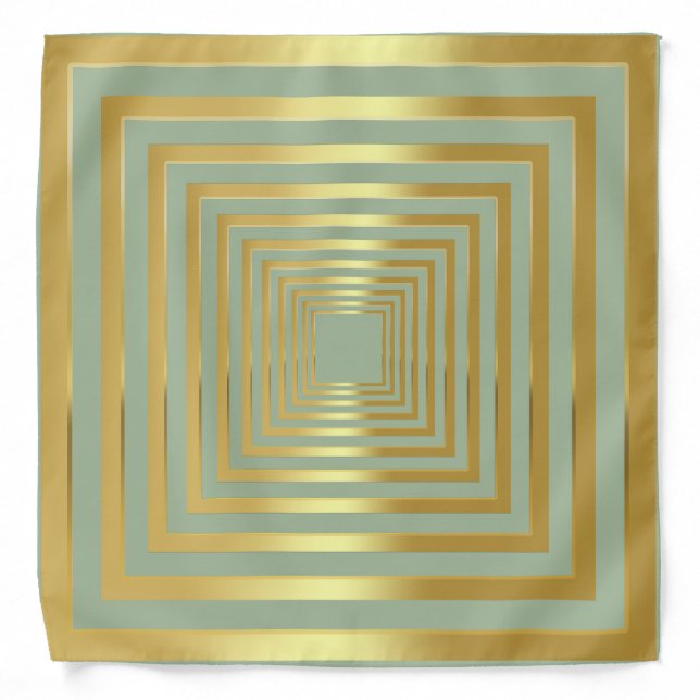 Sage green gold striped elegant dog Bandana (Front)