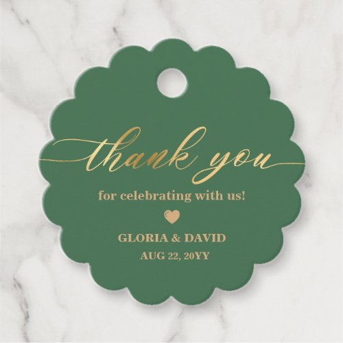 Sage Green Gold Thank You Wedding  Favor Tags