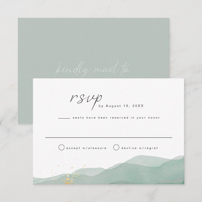 Sage Green & Gold Watercolor RSVP Card (Front/Back)
