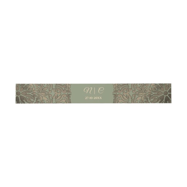 Sage Green Gold Wedding Belly Band Elegant Luxury (Flat)