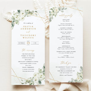 Sage Green Gold White Floral Wedding Ceremony Program