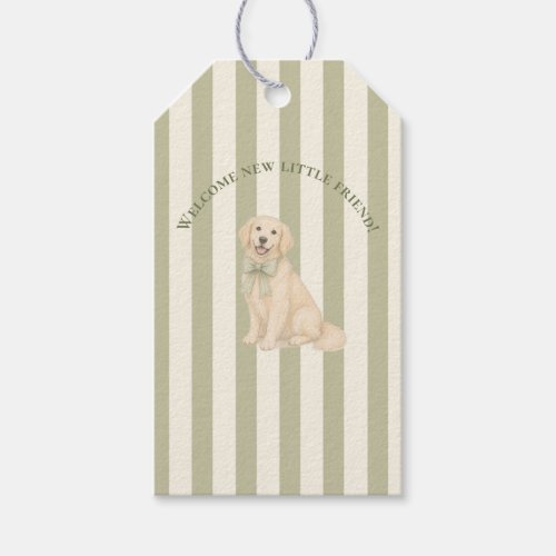 Sage Green Golden Retriever Baby Shower  Gift Tags