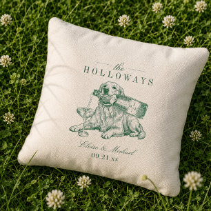 Sage Green Golden Retriever Champagne Wedding Cornhole Bags