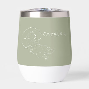Sage Green Golden Retriever Dog Mom Custom Name Thermal Wine Tumbler