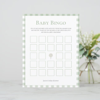 sage green golf baby shower bingo game