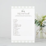 Sage green golf baby word scrabble baby shower 