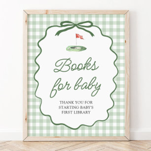 Sage Green Golf Bow Baby Shower Diaper Raffle Game Poster