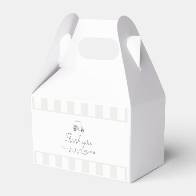 Sage green golf cart favor box (Front Side)