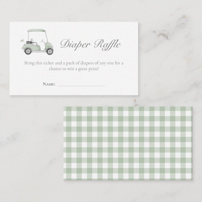 Sage green golf Diaper raffle card (Front/Back)