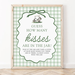 Sage Green Golf Guess How Many Kisses Baby Shower Poster