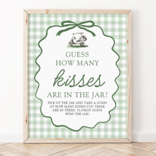 Sage Green Golf Guess How Many Kisses Baby Shower Poster