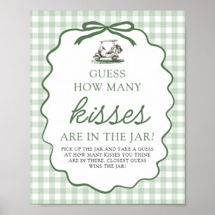 Sage Green Golf Guess How Many Kisses Baby Shower Poster