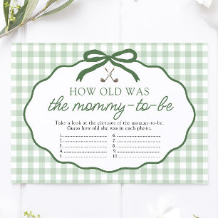 Sage Green Golf How Old Was Mommy Baby Shower Game Enclosure Card