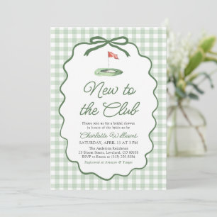 Sage Green Golf New to the Club Bridal Shower Invitation