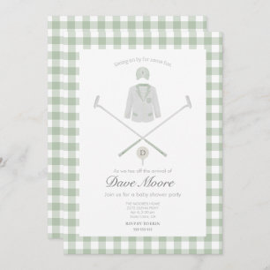 Sage green Golf theme baby shower Invitation