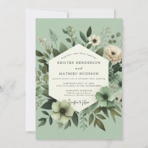 Sage Green Graceful Botanical Wedding Invitation