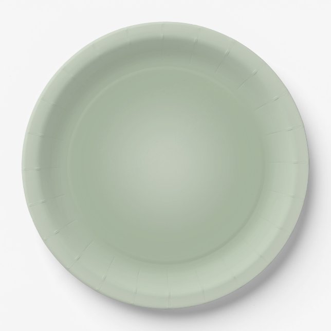 Sage Green Gradient Aura Paper Plates (Front)
