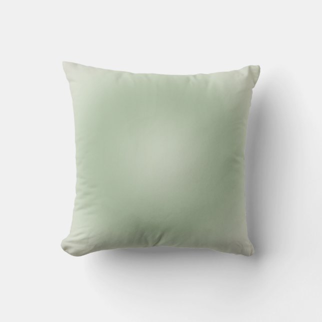 Sage Green Gradient Aura Throw Pillow (Front)