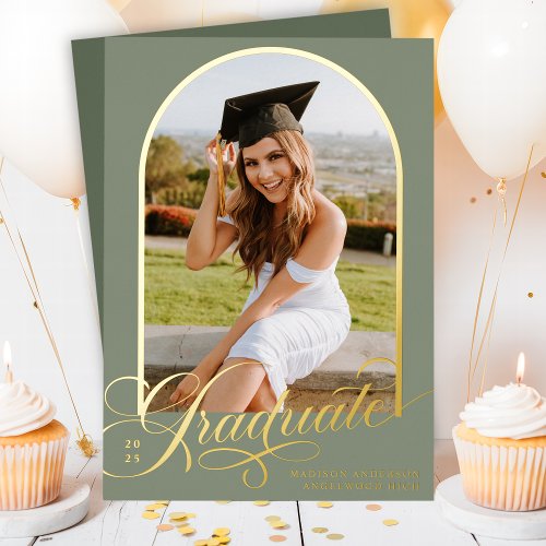 Sage Green Graduate Foil Graduation Announcement