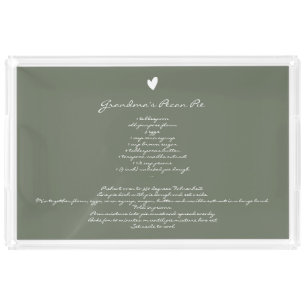 Sage Green Grandmas Recipe Family Keepsake Custom Acrylic Tray