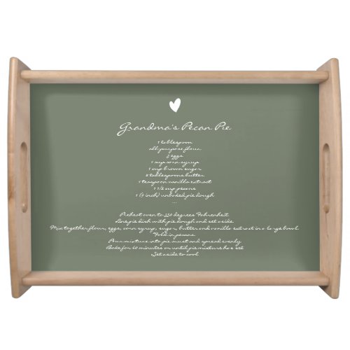 Sage Green Grandmas Recipe Family Keepsake Custom Serving Tray