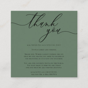 Sage Green Gratitude Stylish Script Thank you Enclosure Card