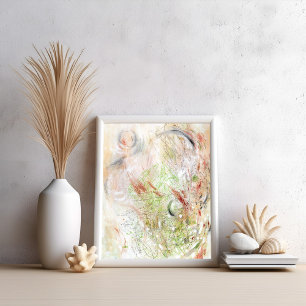 Sage Green Gray Beige Modern Abstract art Poster