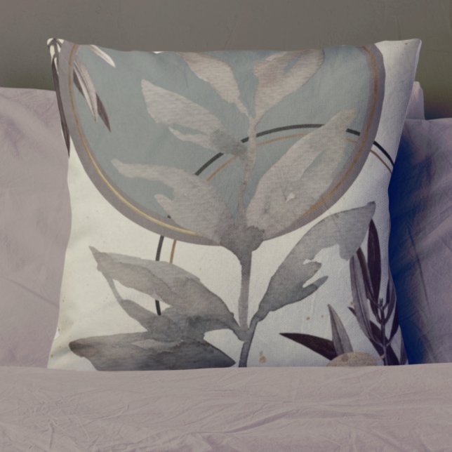 Sage Green, Gray & Cream Artistic Watercolor Throw Pillow (Creator Uploaded)