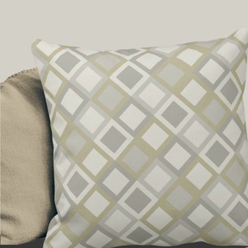 Sage Green  Gray Geometric Pattern Throw Pillow