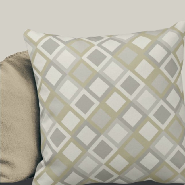 Sage Green & Gray Geometric Pattern Throw Pillow (Creator Uploaded)