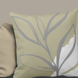 Sage Green & Gray Minimalist Watercolor Leaves Throw Pillow<br><div class="desc">Modern throw pillow features a minimalist artistic watercolor botanical design in a sage green and grey color palette. This artistic composition is constructed from a simple illustration of organic leaves with a simple watercolor Memphis style design element in the lower right hand corner; a stylish botanical design. The gray design...</div>
